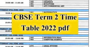 CBSE Term 2 Date Sheet 2022